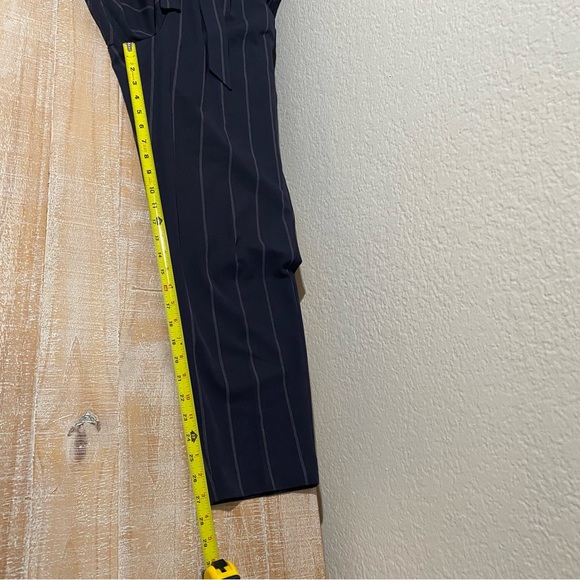 Express Navy Stripe Paper Bag Style Tie Waist Pant with Pockets - Picture 2 of 11